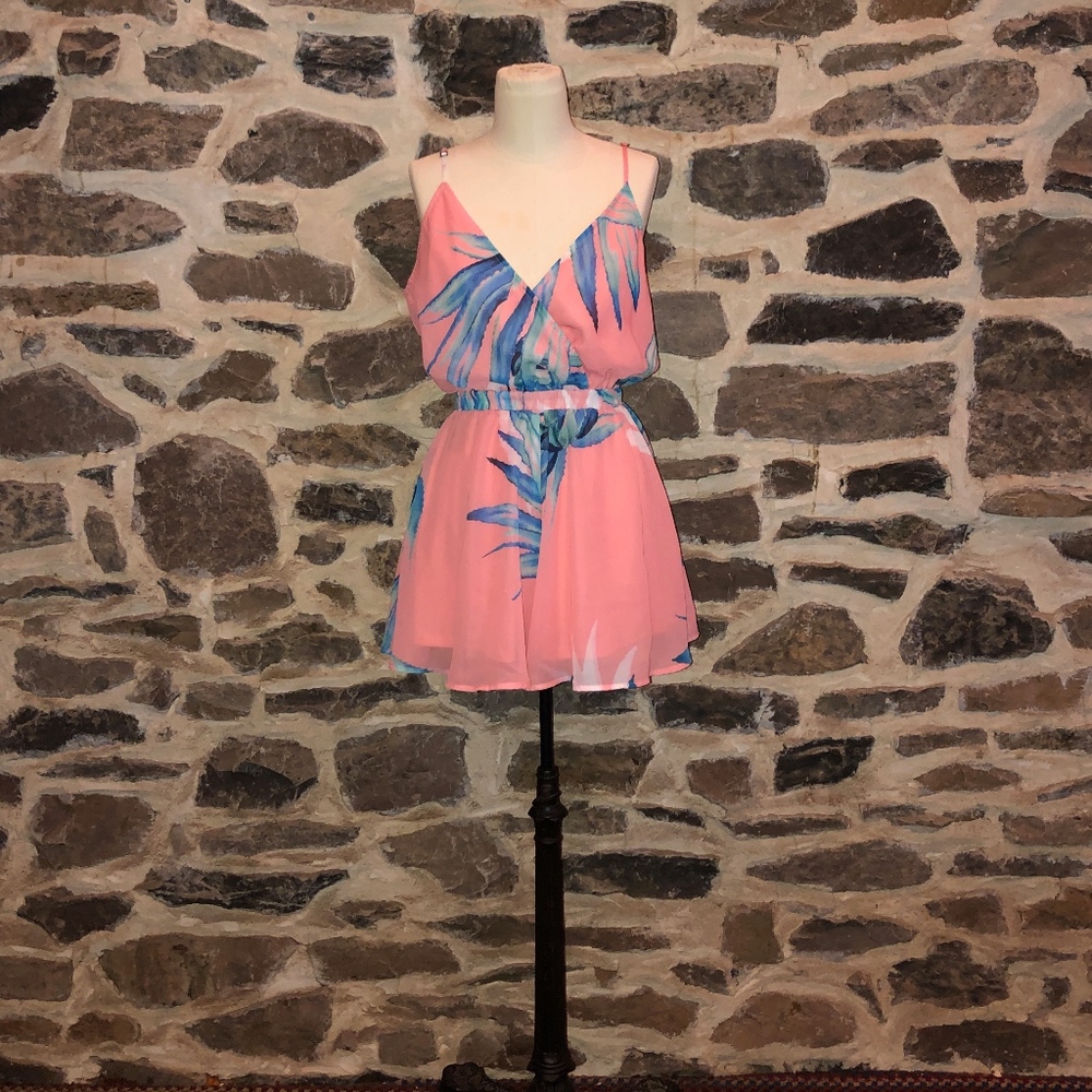 Pink tropical romper